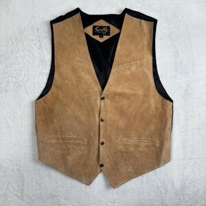 VTG Scully Suede Leather Brown Vest Button Up Men's Large Rancher Western